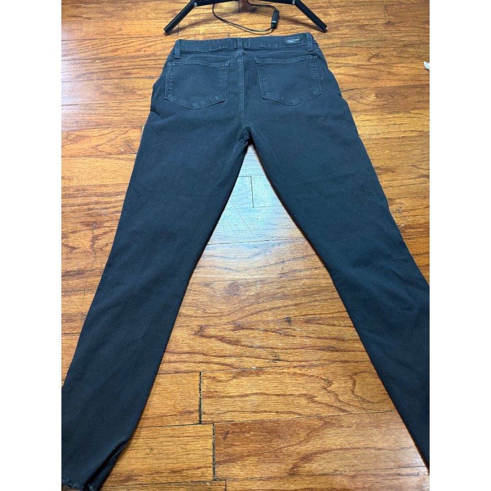 Paige Verdugo Ankle Skinny Jeans Black Zipper Hem Raw Edge Size 30 Made in USA